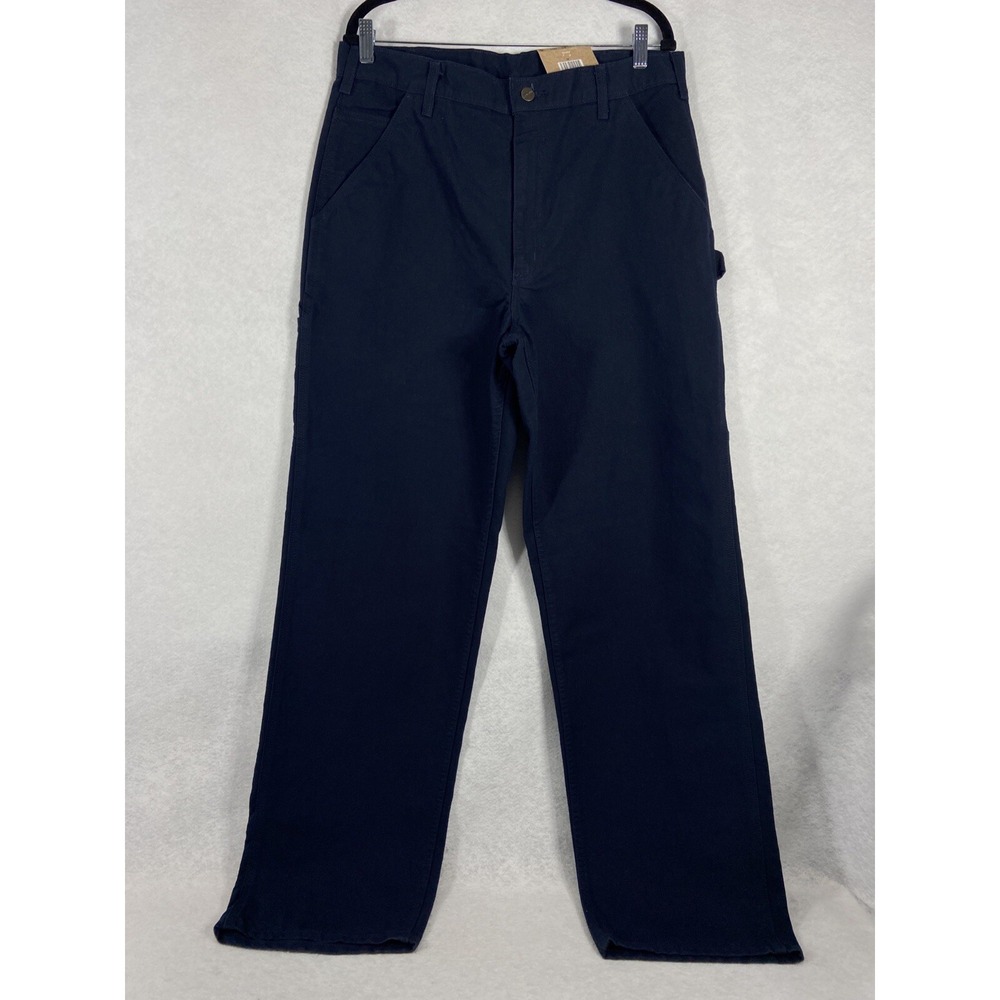 Carhartt Pants Mens 35x34 Blue Canvas Washed Duck Work Dungaree Straight Leg New